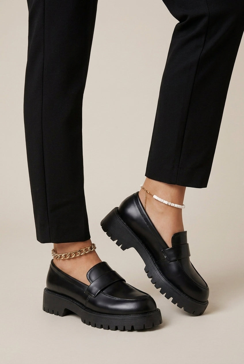 Constance | Women's Platform Loafers Chunky Low-Heel Slip-On Casual Shoes