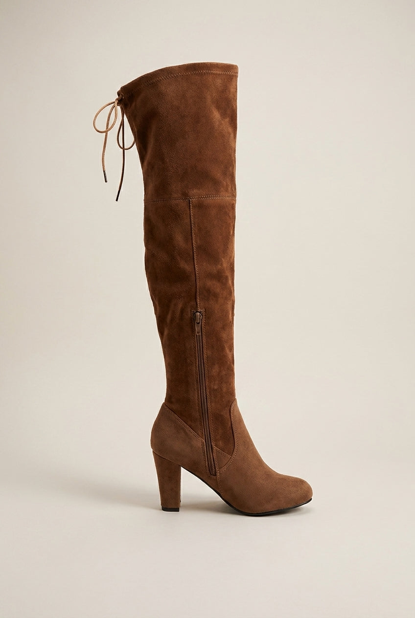 Reine | Women's Suede Round-Toe Block Heel Over-The-Knee Boots
