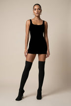 Ondine | Women's Suede Square-Toe Stiletto Thigh High Boots