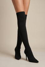 Ondine | Women's Suede Square-Toe Stiletto Thigh High Boots