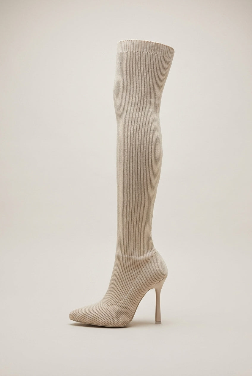Ondine | Women's Suede Square-Toe Stiletto Thigh High Boots