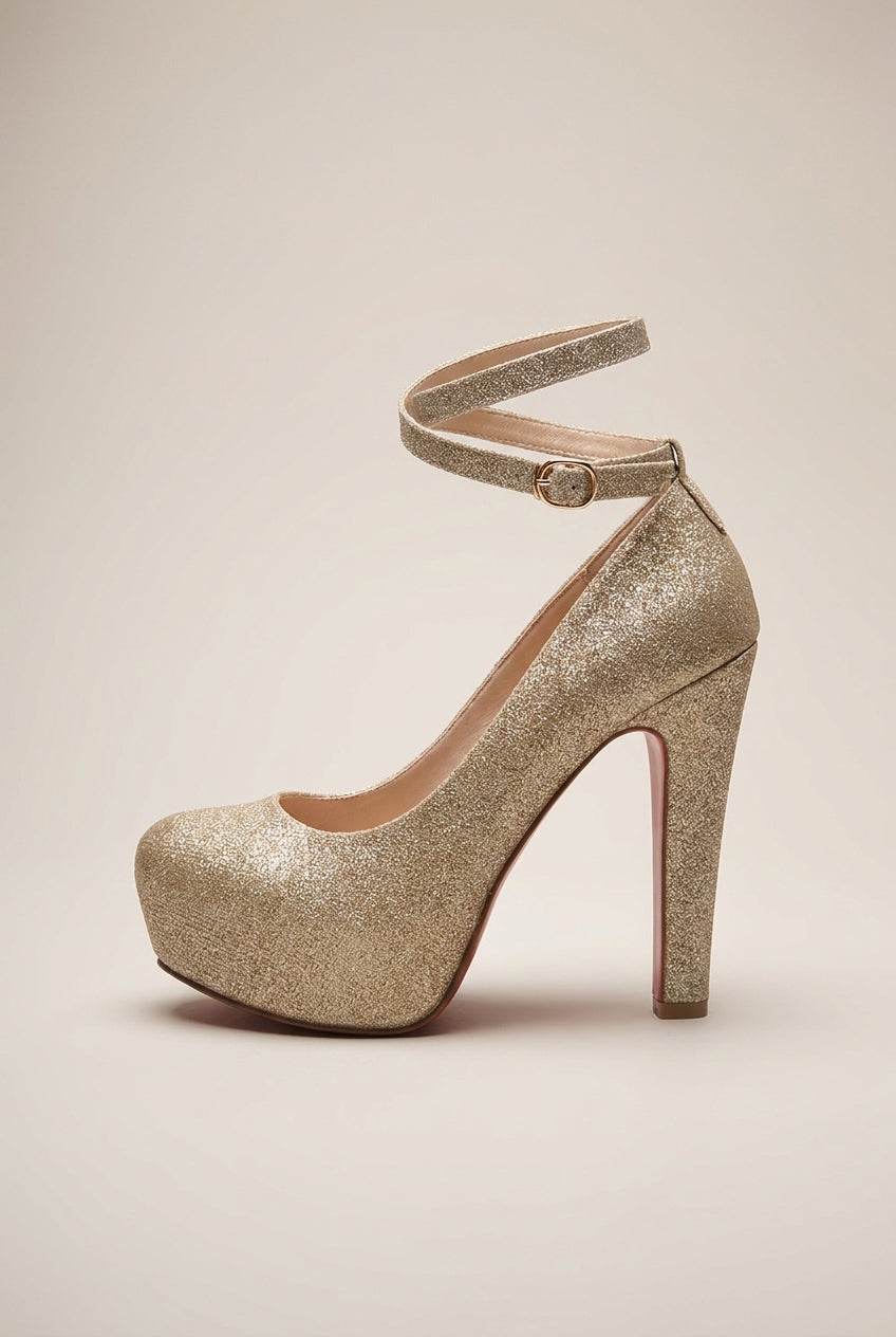 Ondine | Women's Block Heel Platform Pumps Round Toe Buckle Shoes