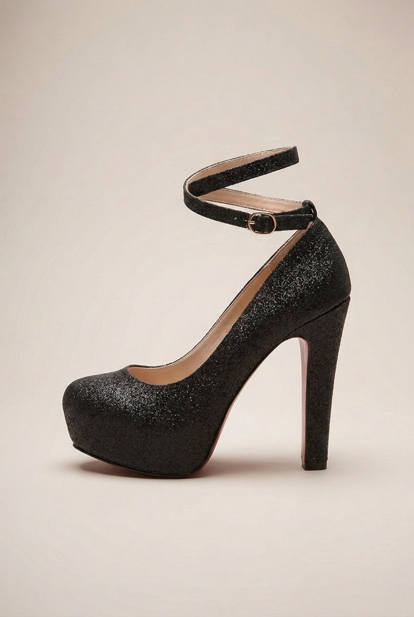Ondine | Women's Block Heel Platform Pumps Round Toe Buckle Shoes