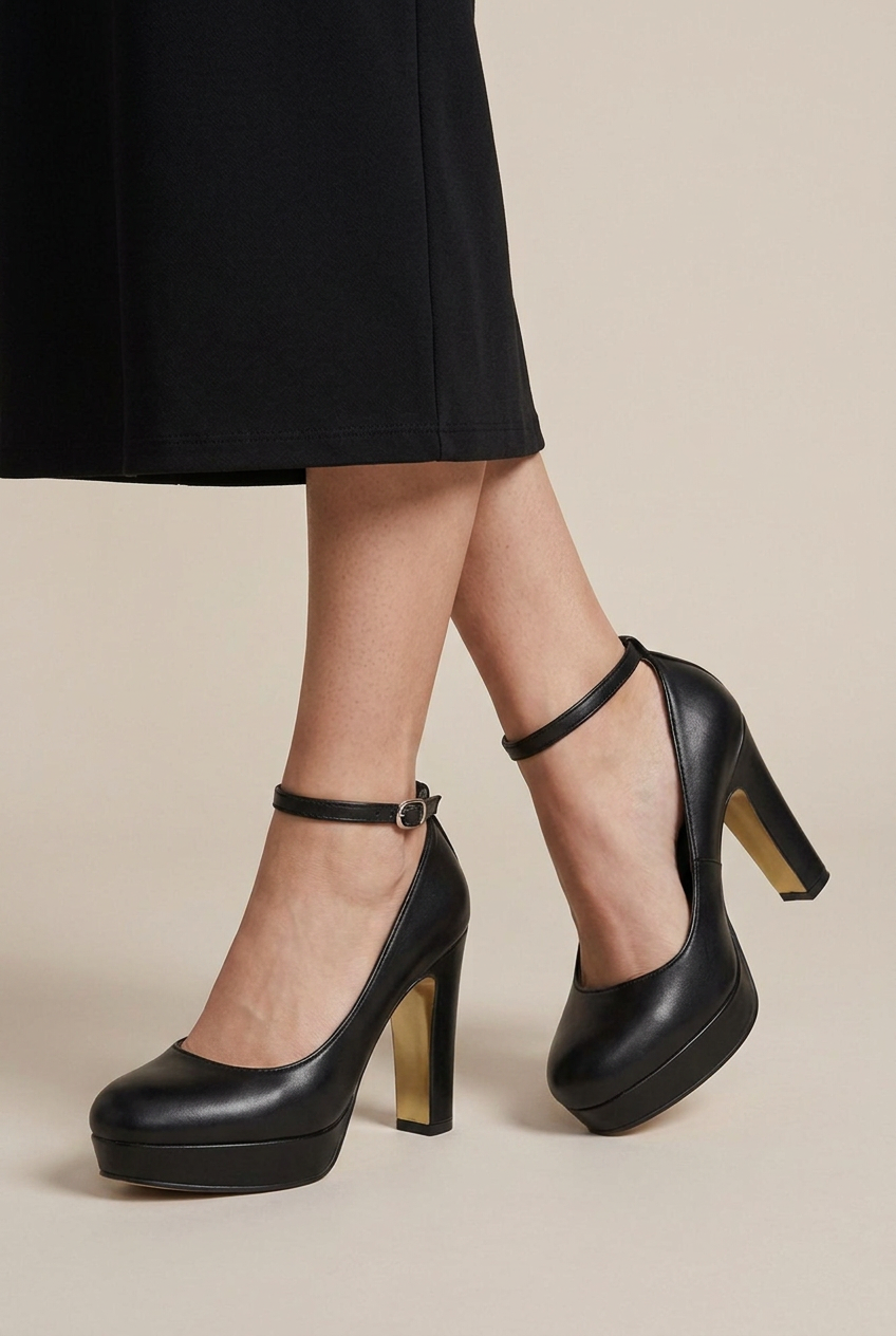 Constance | Women's Block Heel Court Shoes Round Toe Mid Heel Pumps