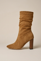 Margaux | Women's Suede High Block Heel Mid-Calf Pointed-Toe Boots