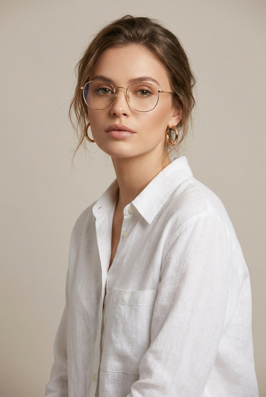 Vantage | Minimalist Rounded Rectangle Anti Blue Light Glasses Black Metal Frame Clear Lens