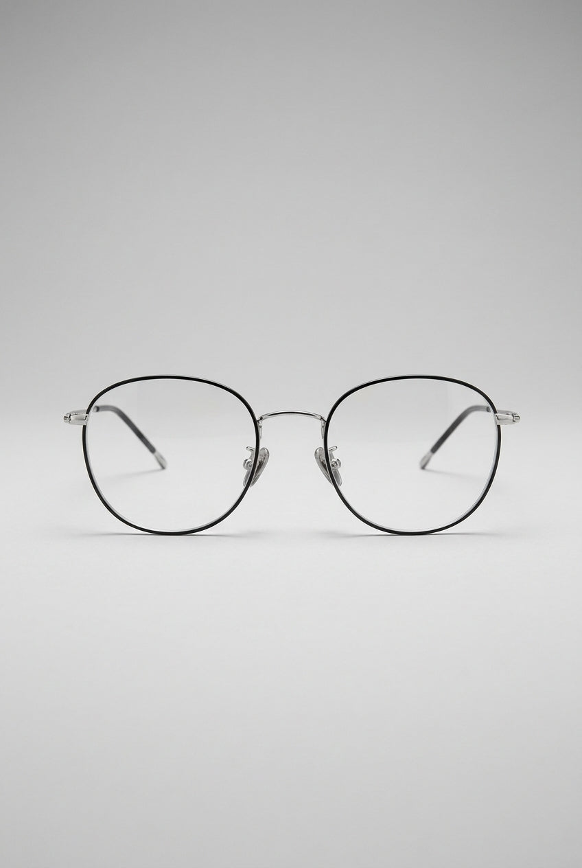 Vantage | Minimalist Rounded Rectangle Anti Blue Light Glasses Black Metal Frame Clear Lens