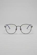 Vantage | Minimalist Rounded Rectangle Anti Blue Light Glasses Black Metal Frame Clear Lens