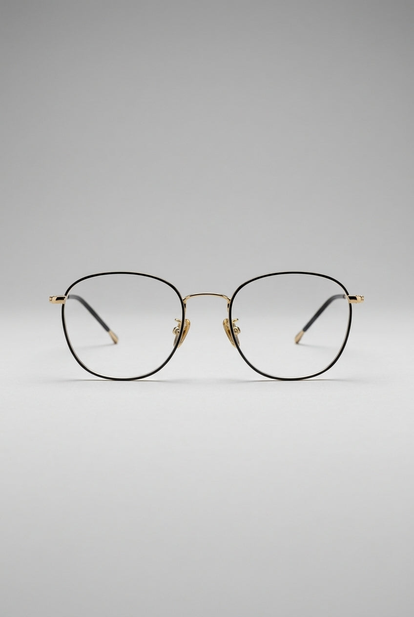 Vantage | Minimalist Rounded Rectangle Anti Blue Light Glasses Black Metal Frame Clear Lens
