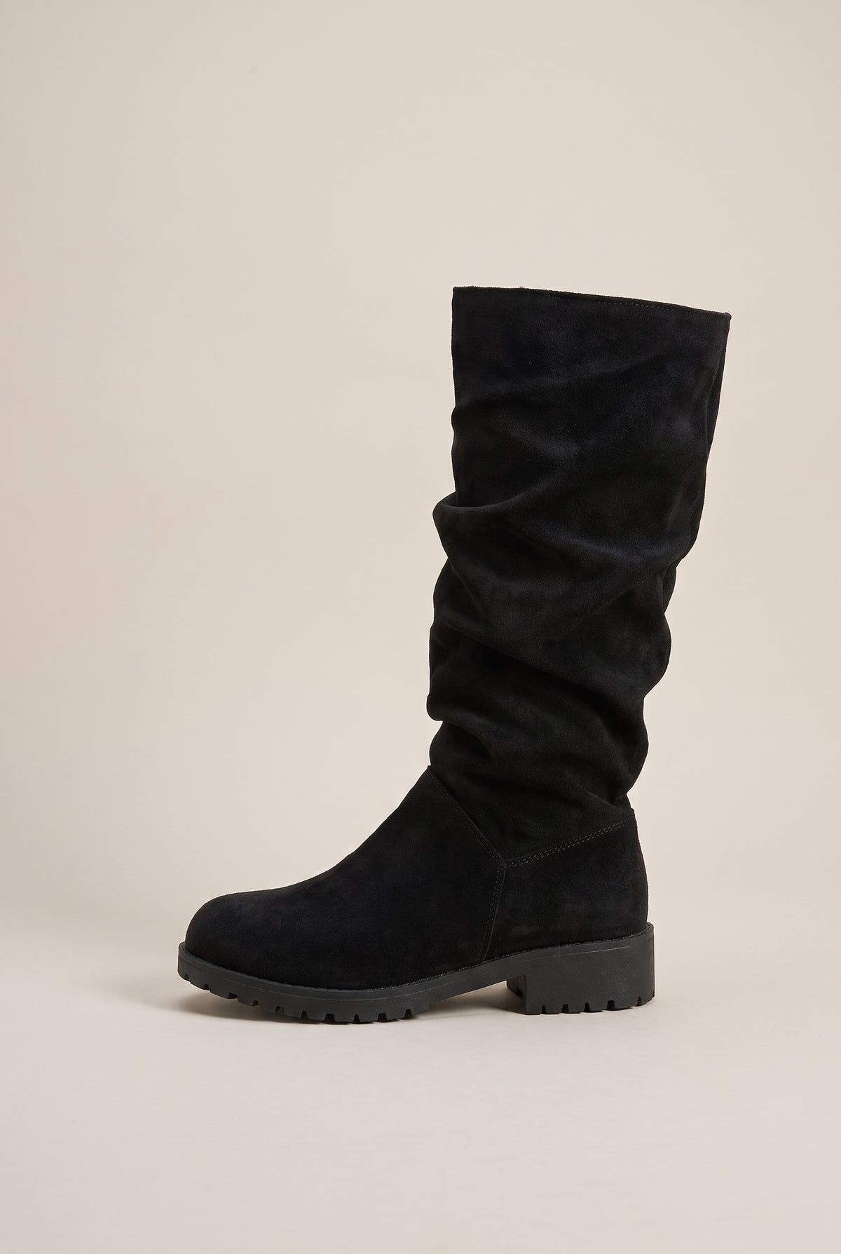 Ondine | Women's Suede Over-the-Knee Boots Pleated Chunky Heel Boots