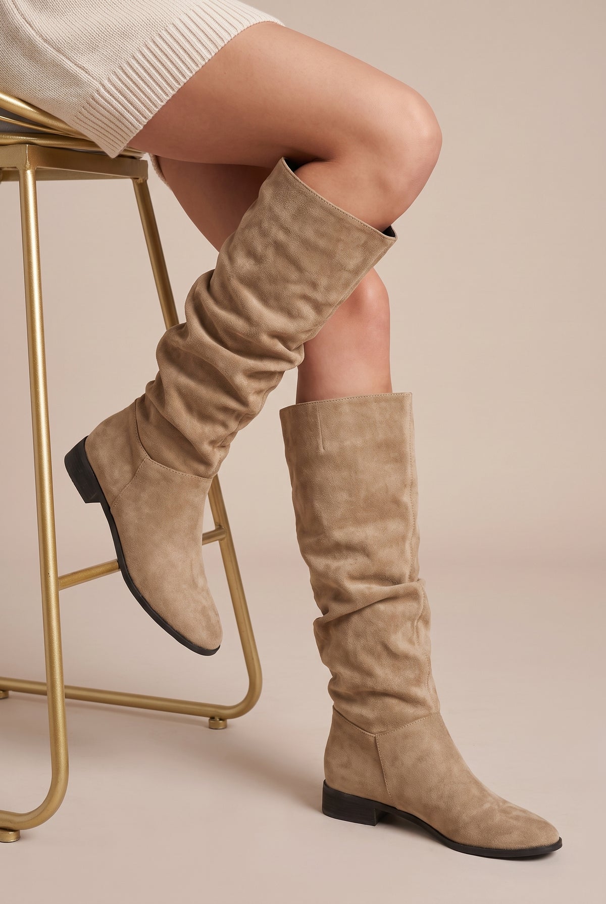 Constance | Women's Flat Over-the-Knee Boots Wide Calf Pull-On Boots