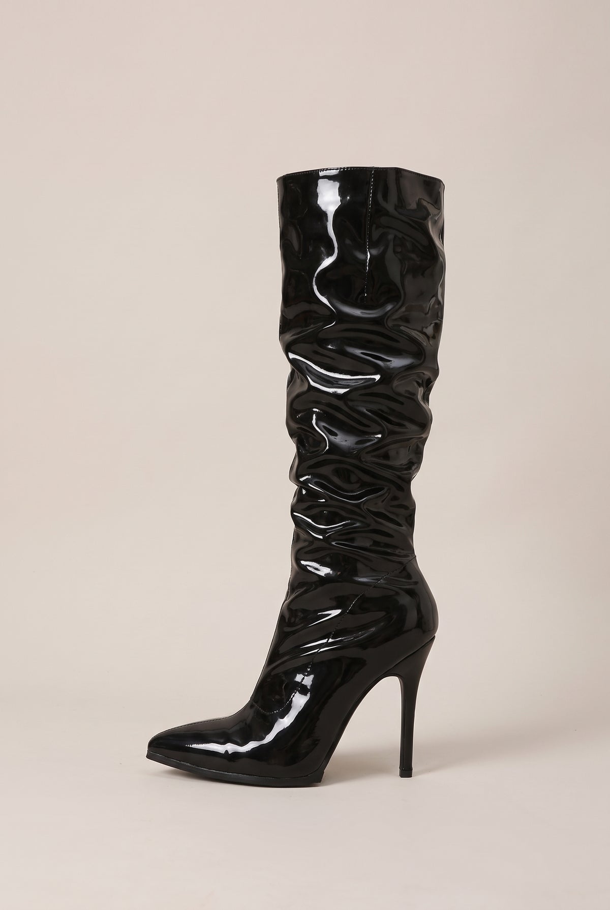 Nacre | Women's Patent Over-the-Knee Boots Chunky Heel Pointed Toe