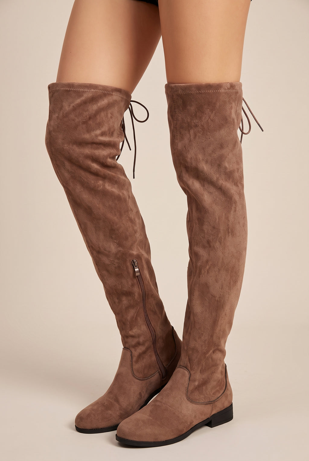 Constance | Women's Suede Over-the-Knee Combat Boots Wide Calf Boots