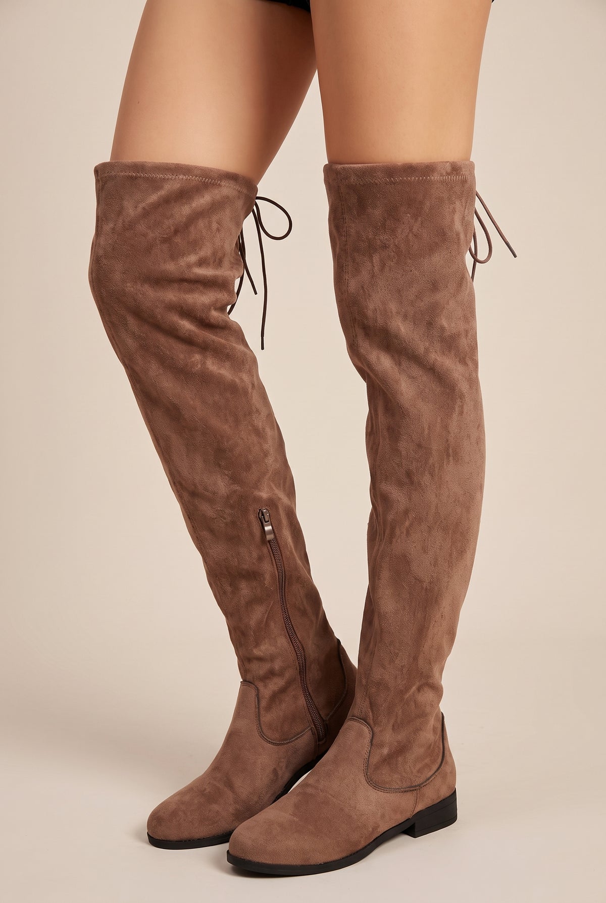 Constance | Women's Suede Over-the-Knee Combat Boots Wide Calf Boots