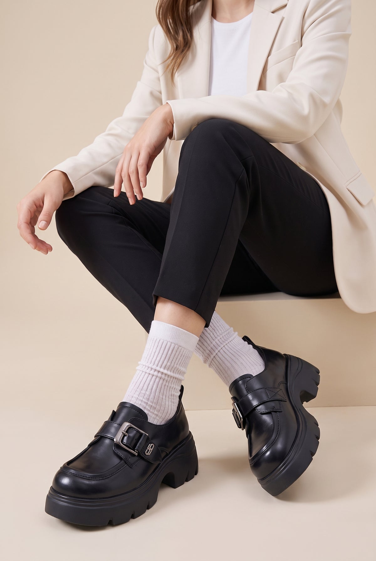 Aveline | Women's Patent Leather Platform Mary Jane Chunky Sole Shoes
