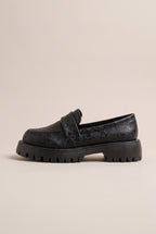 Aveline | Women's Chunky Heeled Platform Loafers Slip-On Shoes