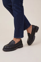 Aveline | Women's Chunky Heeled Platform Loafers Slip-On Shoes