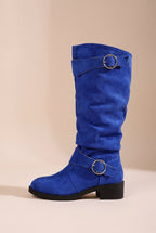 Margaux | Women's Faux Leather Retro Round-Toe Mid-Calf Boots