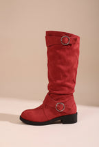 Margaux | Women's Faux Leather Retro Round-Toe Mid-Calf Boots
