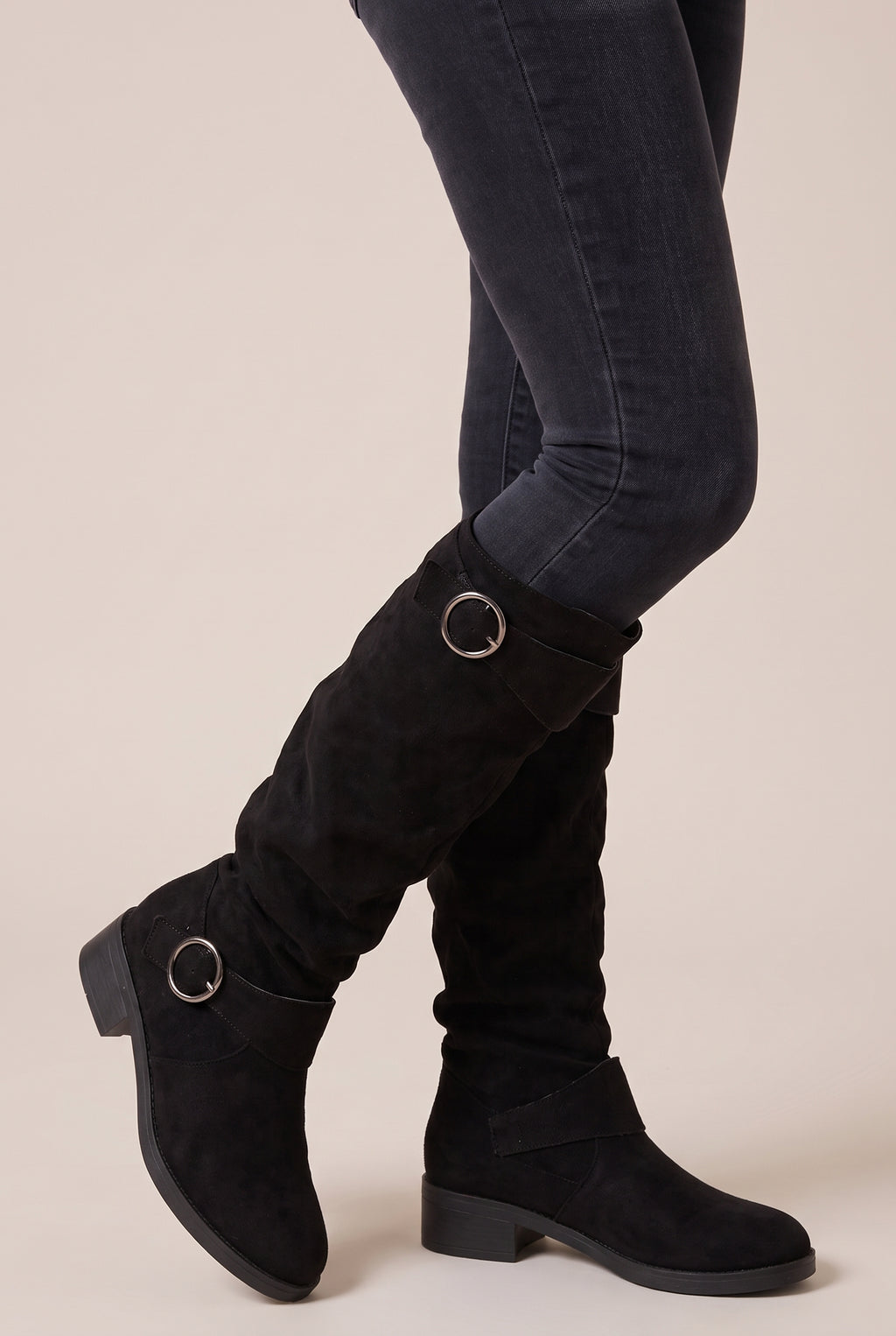 Margaux | Women's Faux Leather Retro Round-Toe Mid-Calf Boots