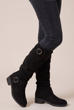 Margaux | Women's Faux Leather Retro Round-Toe Mid-Calf Boots