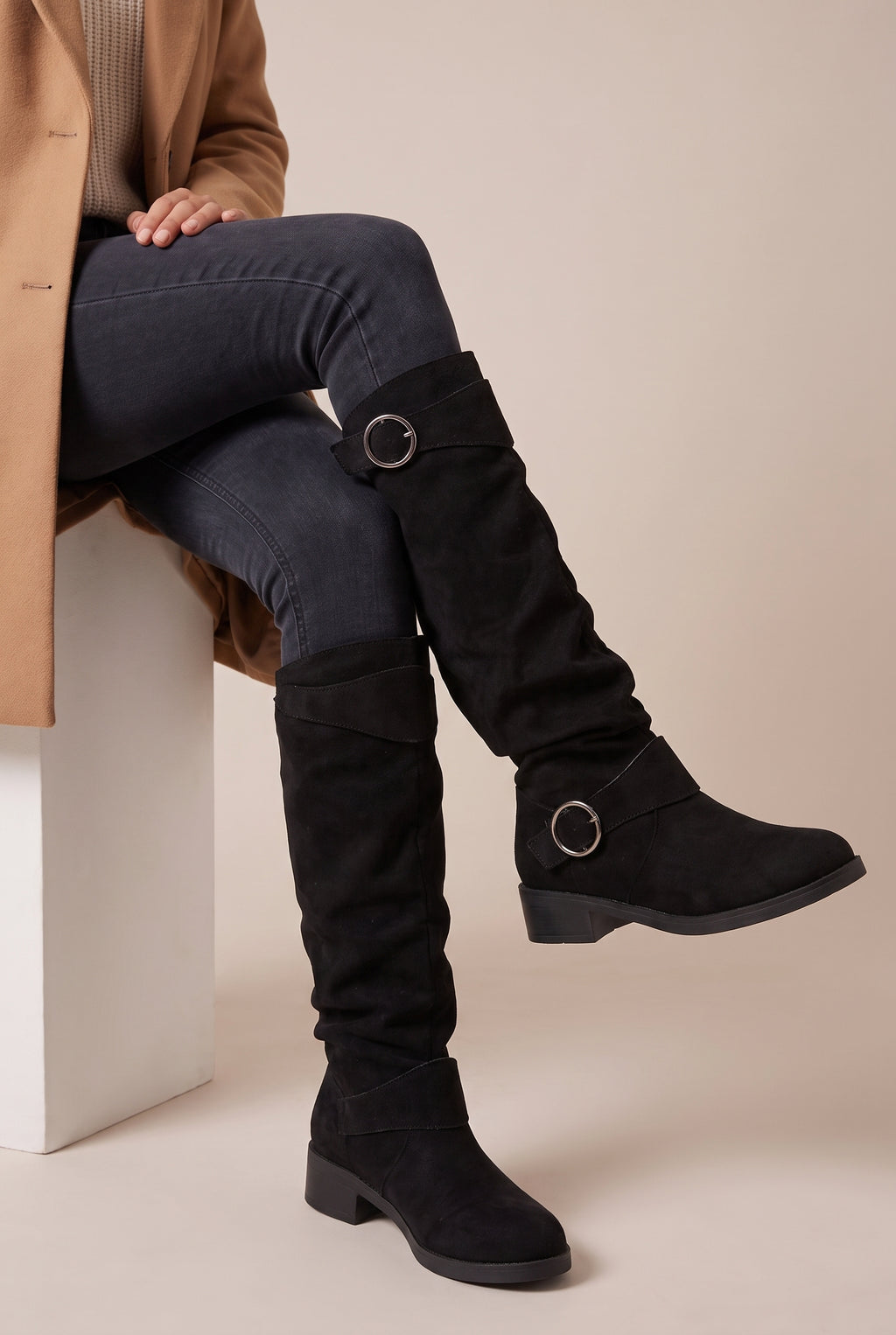 Margaux | Women's Faux Leather Retro Round-Toe Mid-Calf Boots