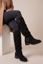 Margaux | Women's Faux Leather Retro Round-Toe Mid-Calf Boots