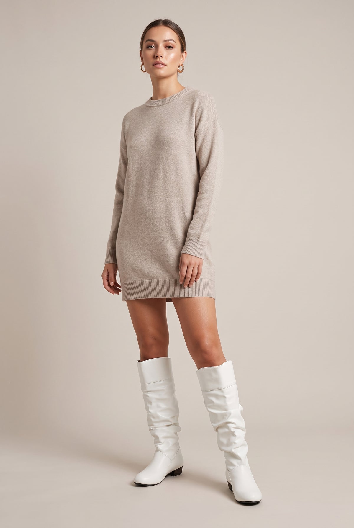 Constance | Women's Knee-High Flat Winter Boots Plush-Lined Round-Toe