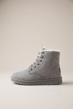 Ondine | Women's Heeled Winter Ankle Boots Warm Lined Suede Round-Toe