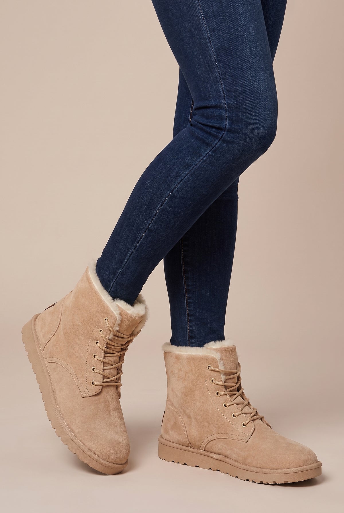 Ondine | Women's Heeled Winter Ankle Boots Warm Lined Suede Round-Toe