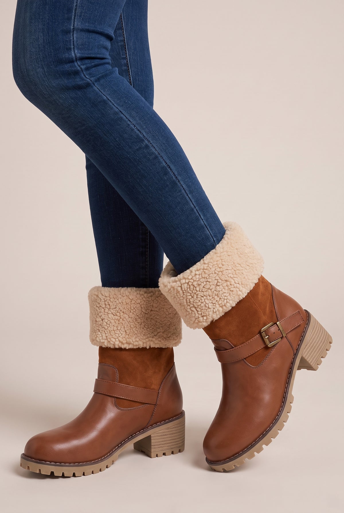 Margaux | Women's Western Chunky Heel Boots Warm Lined Round-Toe