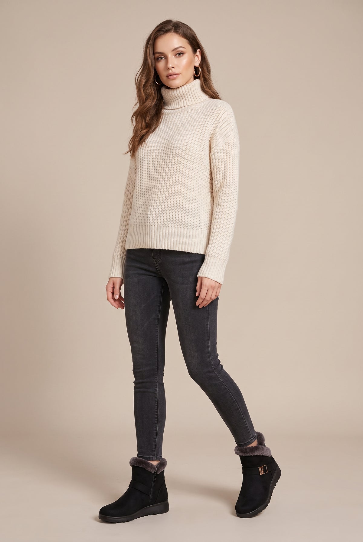 Nacre | Women's Warm Snow Boots Plush-Lined Flat Buckle Detail