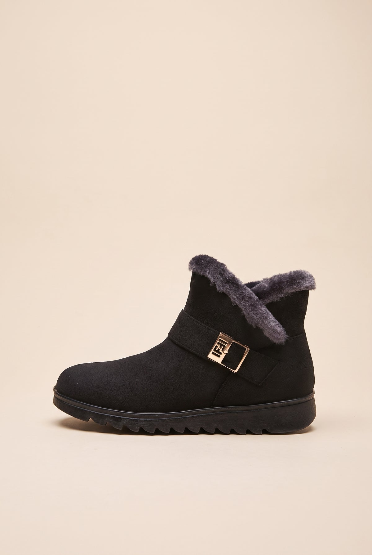 Nacre | Women's Warm Snow Boots Plush-Lined Flat Buckle Detail