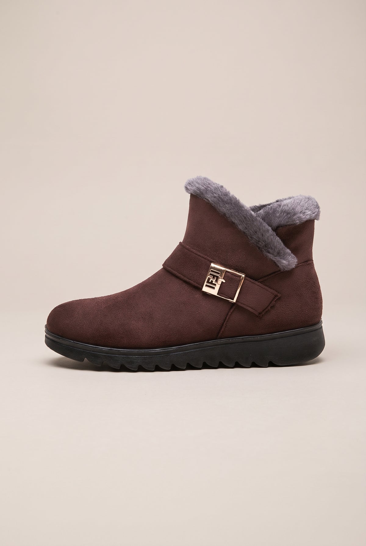 Nacre | Women's Warm Snow Boots Plush-Lined Flat Buckle Detail