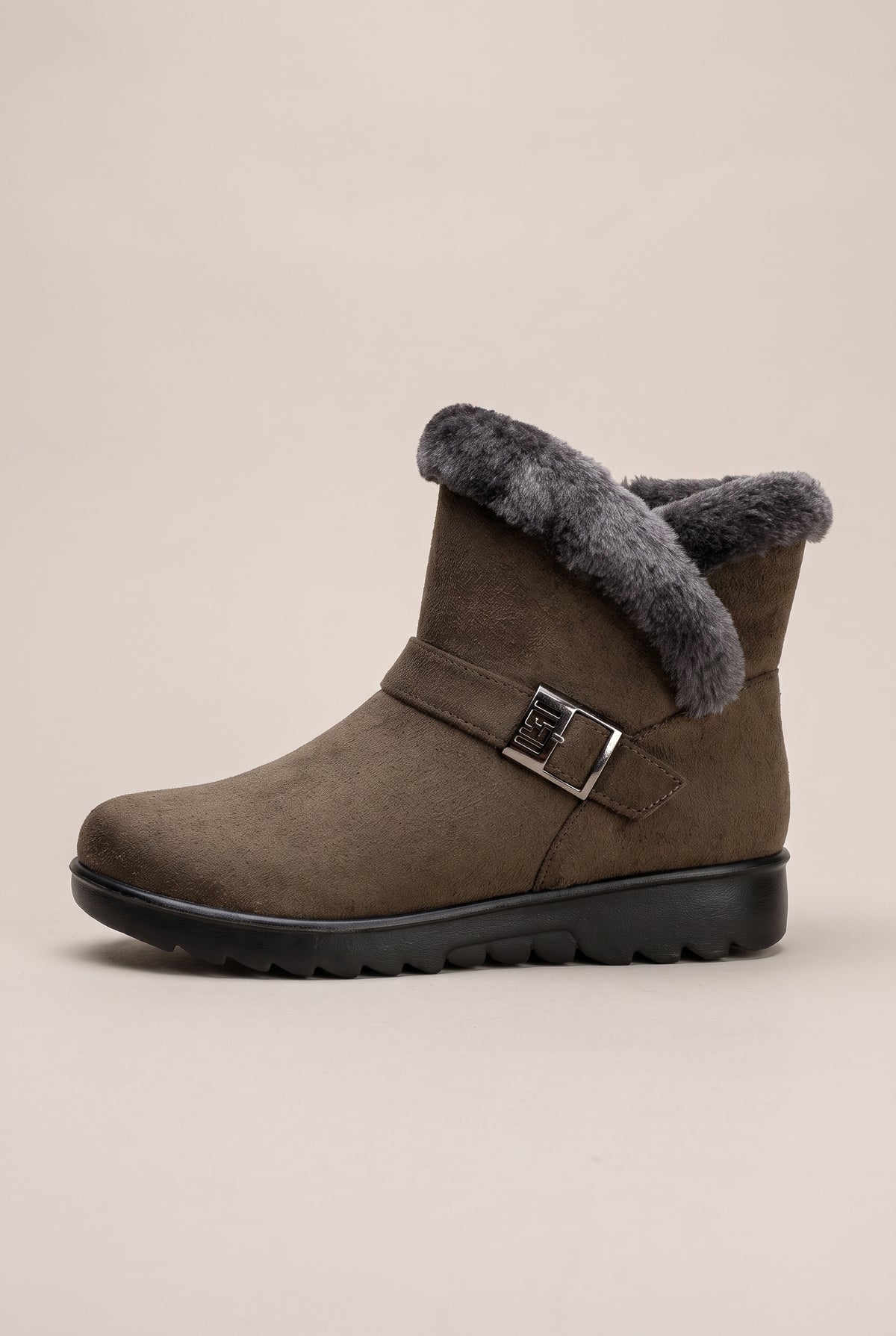 Nacre | Women's Warm Snow Boots Plush-Lined Flat Buckle Detail
