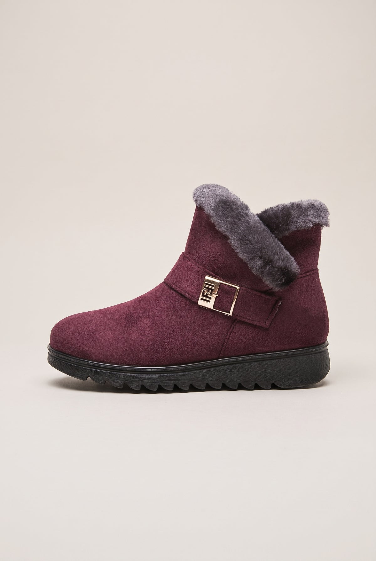 Nacre | Women's Warm Snow Boots Plush-Lined Flat Buckle Detail