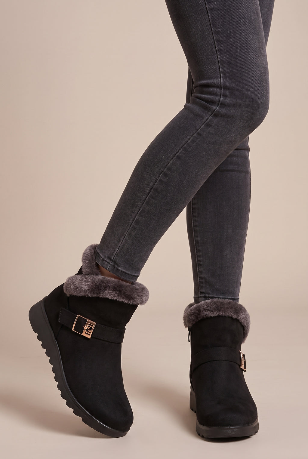 Nacre | Women's Warm Snow Boots Plush-Lined Flat Buckle Detail