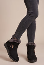 Nacre | Women's Warm Snow Boots Plush-Lined Flat Buckle Detail