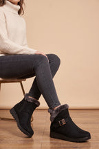 Nacre | Women's Warm Snow Boots Plush-Lined Flat Buckle Detail