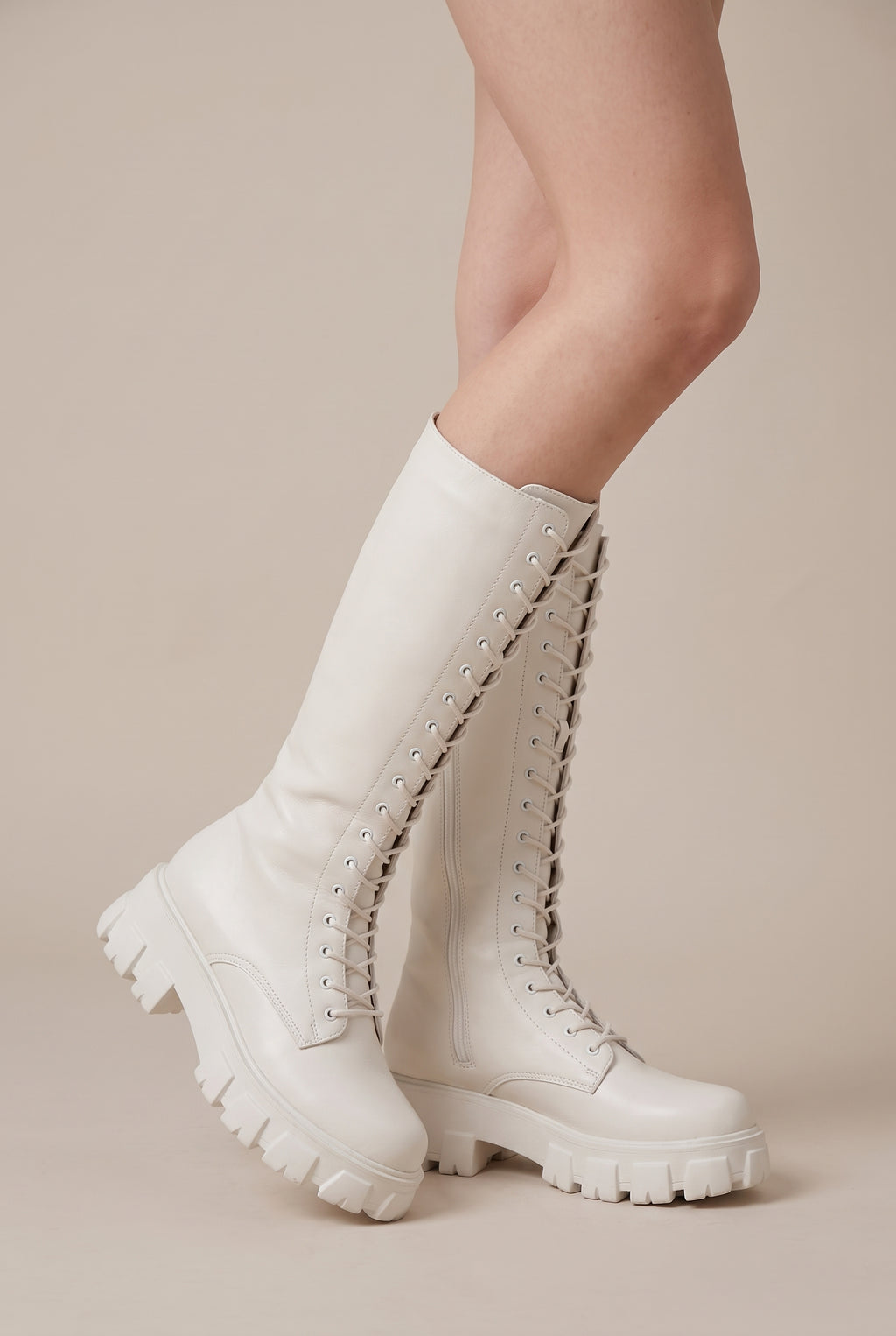 Nacre | Women's Knee-High Chunky Heel Combat Boots
