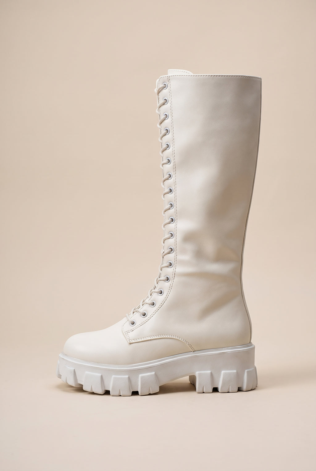 Nacre | Women's Knee-High Chunky Heel Combat Boots
