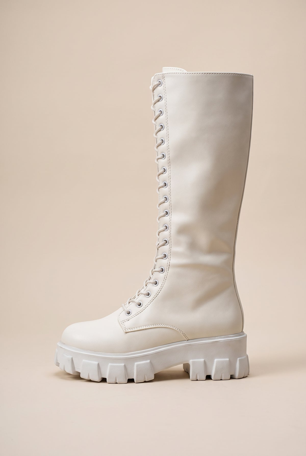 Nacre | Women's Knee-High Chunky Heel Combat Boots