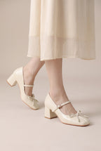 Aveline | Women's Bow Mary Jane Shoes Square-Toe Retro Shoes