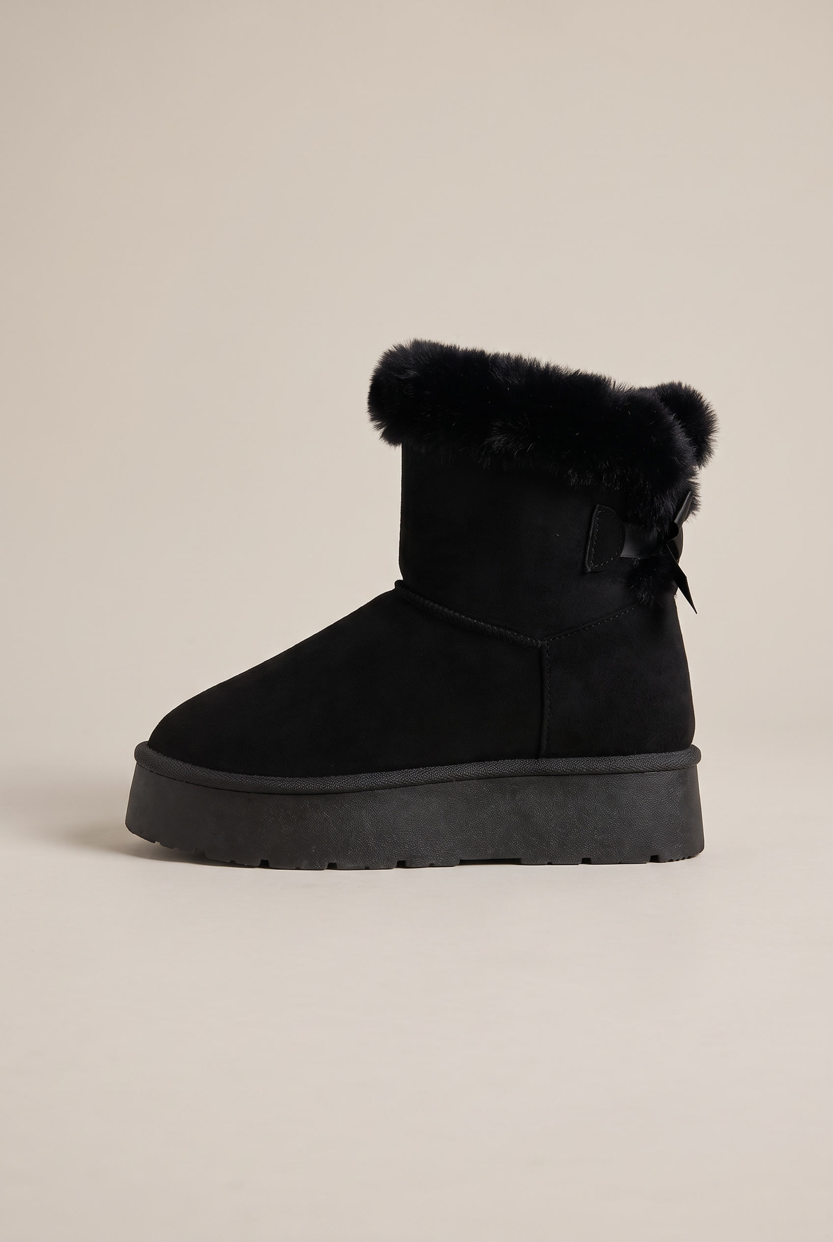 Reine | Women's Faux Fur Lined Winter Ankle Boots Bow Round-Toe Boots