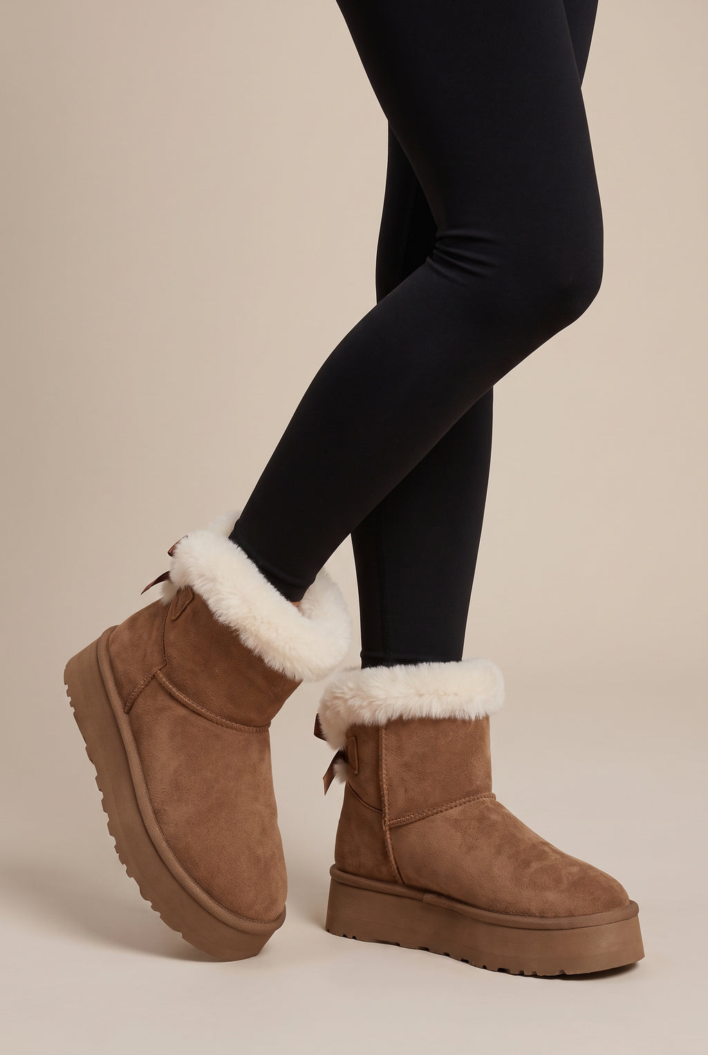 Reine | Women's Faux Fur Lined Winter Ankle Boots Bow Round-Toe Boots