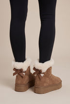 Reine | Women's Faux Fur Lined Winter Ankle Boots Bow Round-Toe Boots