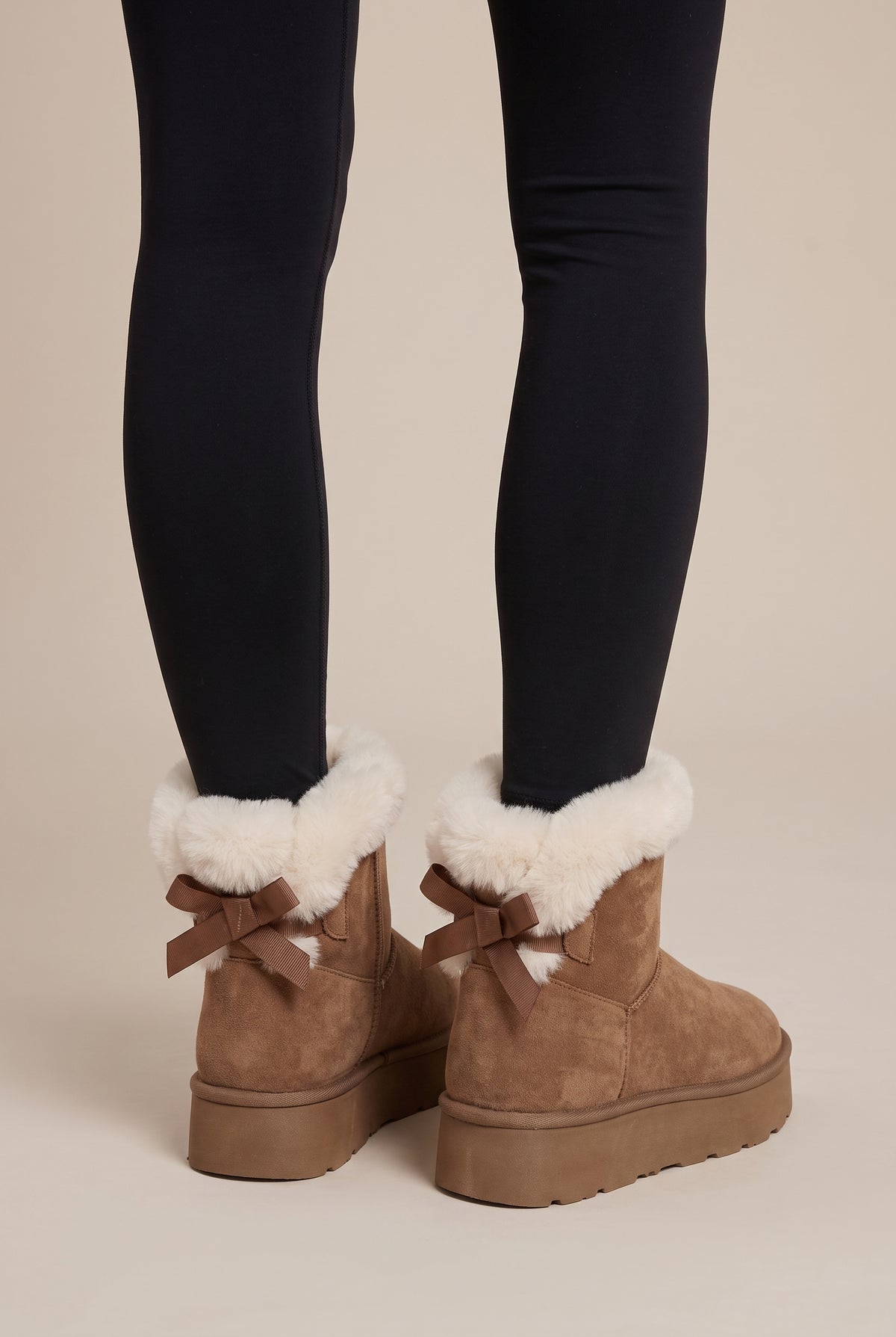 Reine | Women's Faux Fur Lined Winter Ankle Boots Bow Round-Toe Boots