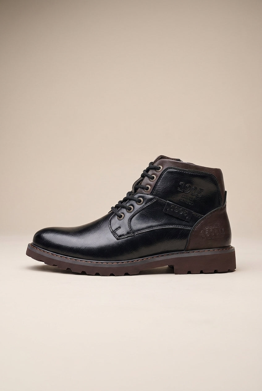 Ombre | Men's Mid-Calf Motorcycle Boots Round-Toe Biker Boots
