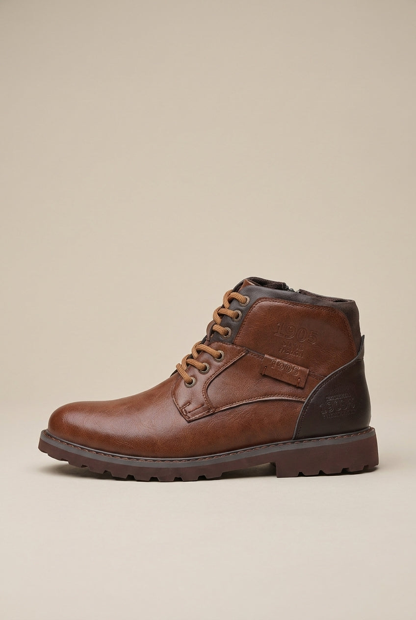 Ombre | Men's Mid-Calf Motorcycle Boots Round-Toe Biker Boots
