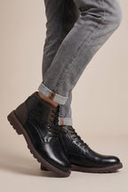 Ombre | Men's Mid-Calf Motorcycle Boots Round-Toe Biker Boots